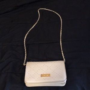 Cream and gold crossbody purse